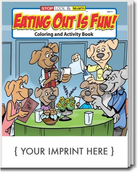 CS0579 Eating Out is Fun Coloring and Activity Book with Custom Imprint
